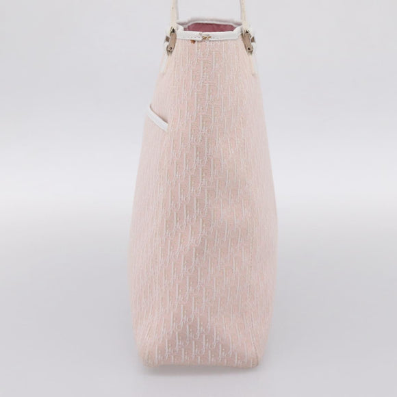 Christian Dior Trotter Canvas Tote Bag Pink Silver Auth 201935A