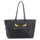 FENDI Monster Tote Bag Leather Black Silver Auth 201937-2