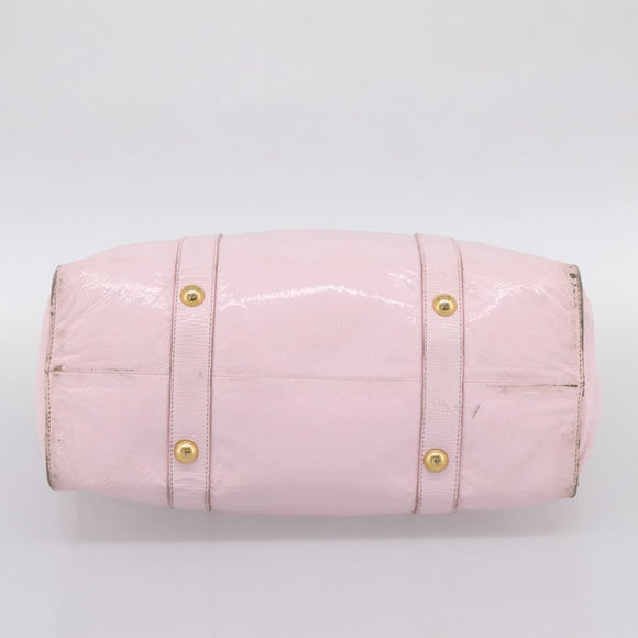 Miu Miu Tote Bag Patent leather Pink Gold Auth 201938