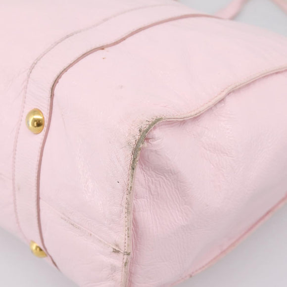 Miu Miu Tote Bag Patent leather Pink Gold Auth 201938