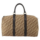 Christian Dior Trotter Canvas Boston Bag Brown Gold Auth 201940-2