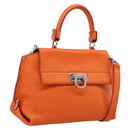 Salvatore Ferragamo Sofia Gancini Bag Leather 2way Orange Silver Auth 201941A-1