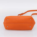 Salvatore Ferragamo Sofia Gancini Bag Leather 2way Orange Silver Auth 201941A-5