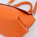 Salvatore Ferragamo Sofia Gancini Bag Leather 2way Orange Silver Auth 201941A-10
