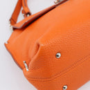 Salvatore Ferragamo Sofia Gancini Bag Leather 2way Orange Silver Auth 201941A-15