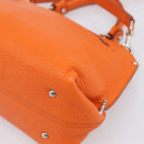 Salvatore Ferragamo Sofia Gancini Bag Leather 2way Orange Silver Auth 201941A-16