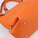 Salvatore Ferragamo Sofia Gancini Bag Leather 2way Orange Silver Auth 201941A-17