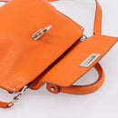 Salvatore Ferragamo Sofia Gancini Bag Leather 2way Orange Silver Auth 201941A-18