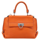 Salvatore Ferragamo Sofia Gancini Bag Leather 2way Orange Silver Auth 201941A-13