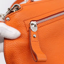 Salvatore Ferragamo Sofia Gancini Bag Leather 2way Orange Silver Auth 201941A-24