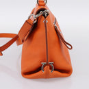 Salvatore Ferragamo Sofia Gancini Bag Leather 2way Orange Silver Auth 201941A-4