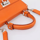 Salvatore Ferragamo Sofia Gancini Bag Leather 2way Orange Silver Auth 201941A-7