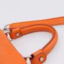 Salvatore Ferragamo Sofia Gancini Bag Leather 2way Orange Silver Auth 201941A-8