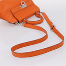 Salvatore Ferragamo Sofia Gancini Bag Leather 2way Orange Silver Auth 201941A-9