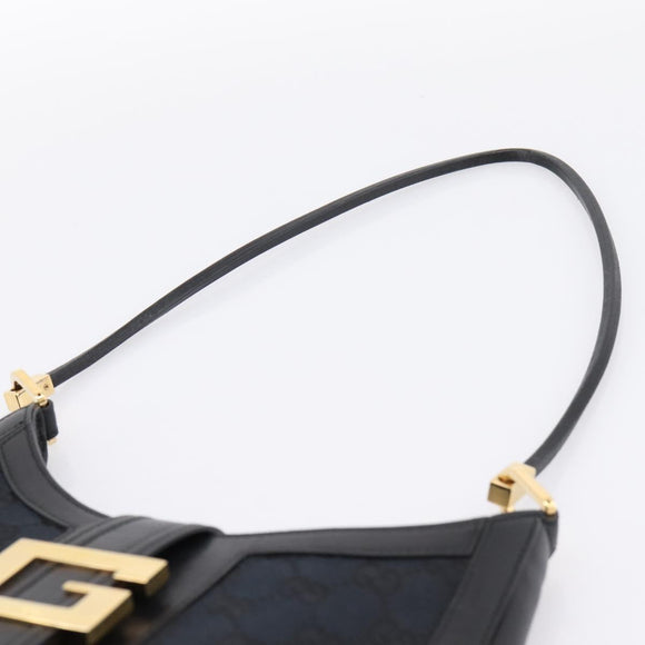 GUCCI GG Canvas Shoulder Bag Black Gold 001 4142 Auth 201947A