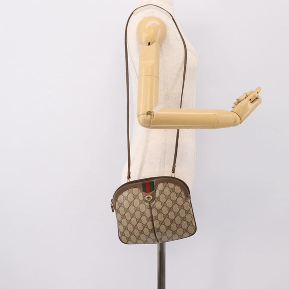 GUCCI GG Supreme Web Sherry Line Bag PVC Beige Gold 904 02 047 Auth 201950