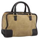 LOEWE Amazona 28 Hand Bag Suede Beige Gold Auth 201951-1