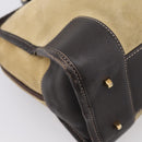 LOEWE Amazona 28 Hand Bag Suede Beige Gold Auth 201951-16