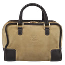 LOEWE Amazona 28 Hand Bag Suede Beige Gold Auth 201951-13
