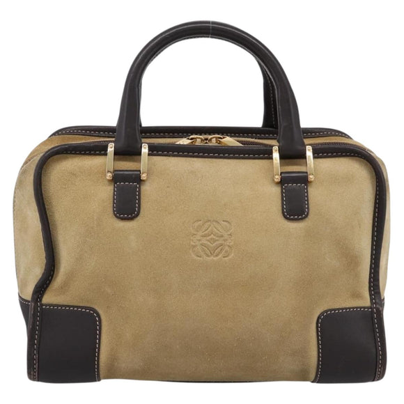 LOEWE Amazona 28 Hand Bag Suede Beige Gold Auth 201951
