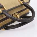 LOEWE Amazona 28 Hand Bag Suede Beige Gold Auth 201951-7