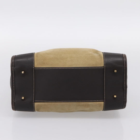 LOEWE Amazona 28 Hand Bag Suede Beige Gold Auth 201951