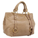 Miu Miu Hand Bag Vittero Dino Leather 2way Beige Gold Auth 201952A-1