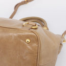 Miu Miu Hand Bag Vittero Dino Leather 2way Beige Gold Auth 201952A-15