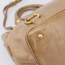 Miu Miu Hand Bag Vittero Dino Leather 2way Beige Gold Auth 201952A-16