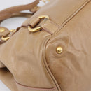 Miu Miu Hand Bag Vittero Dino Leather 2way Beige Gold Auth 201952A-10