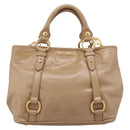 Miu Miu Hand Bag Vittero Dino Leather 2way Beige Gold Auth 201952A-13