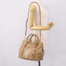 Miu Miu Hand Bag Vittero Dino Leather 2way Beige Gold Auth 201952A-24