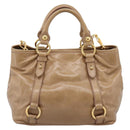 Miu Miu Hand Bag Vittero Dino Leather 2way Beige Gold Auth 201952A-2