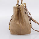 Miu Miu Hand Bag Vittero Dino Leather 2way Beige Gold Auth 201952A-3