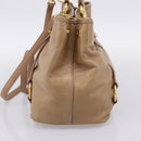 Miu Miu Hand Bag Vittero Dino Leather 2way Beige Gold Auth 201952A-4