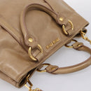 Miu Miu Hand Bag Vittero Dino Leather 2way Beige Gold Auth 201952A-6