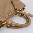 Miu Miu Hand Bag Vittero Dino Leather 2way Beige Gold Auth 201952A-7