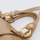 Miu Miu Hand Bag Vittero Dino Leather 2way Beige Gold Auth 201952A-8