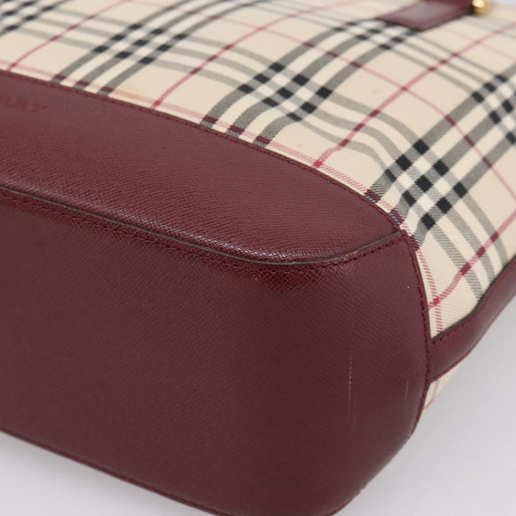 BURBERRY Nova Check Tote Bag Canvas Beige Gold Auth 201953