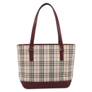 BURBERRY Nova Check Tote Bag Canvas Beige Gold Auth 201953-13