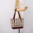 BURBERRY Nova Check Tote Bag Canvas Beige Gold Auth 201953-24