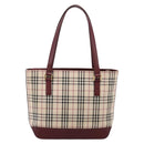 BURBERRY Nova Check Tote Bag Canvas Beige Gold Auth 201953-2