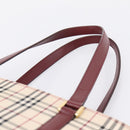 BURBERRY Nova Check Tote Bag Canvas Beige Gold Auth 201953-8