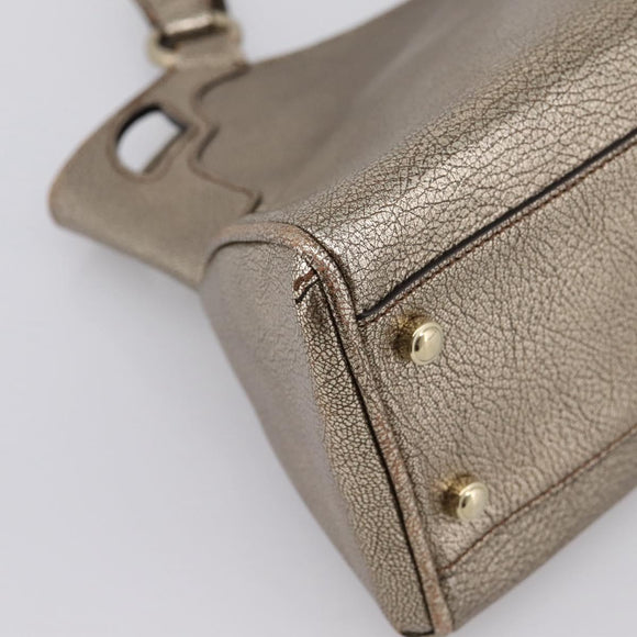 CARTIER Marcello Hand Bag Leather Gold Auth 201954