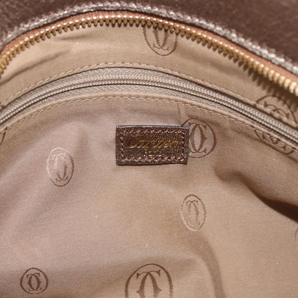 CARTIER Marcello Hand Bag Leather Gold Auth 201954