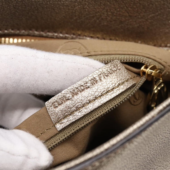 CARTIER Marcello Hand Bag Leather Gold Auth 201954