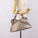 CARTIER Marcello Hand Bag Leather Gold Auth 201954-23