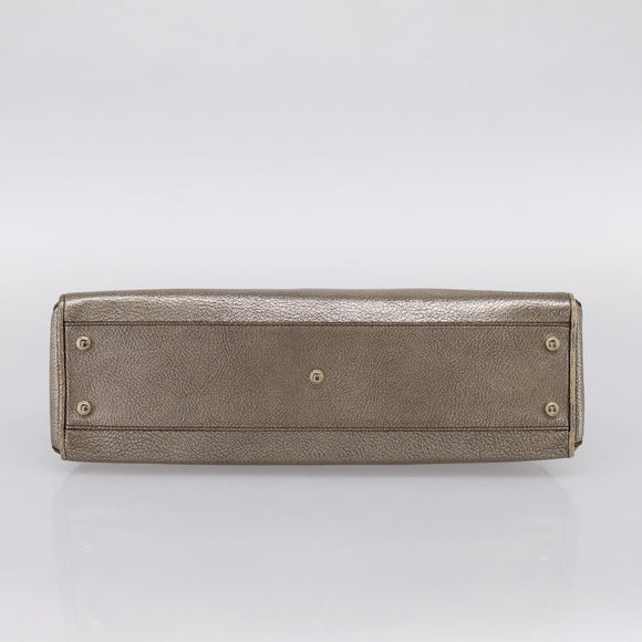 CARTIER Marcello Hand Bag Leather Gold Auth 201954