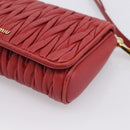 Miu Miu Matelasse Shoulder Bag Leather Red Gold Auth 201956-9
