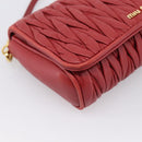 Miu Miu Matelasse Shoulder Bag Leather Red Gold Auth 201956-14